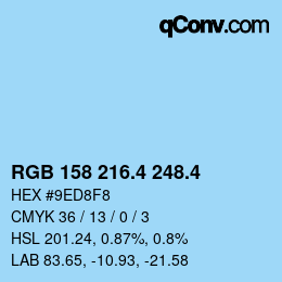 カラーコード: RGB 158 216.4 248.4 | qconv.com