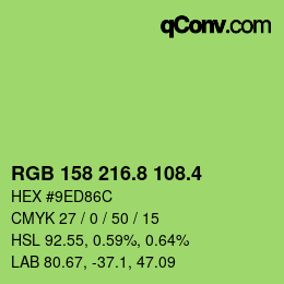 カラーコード: RGB 158 216.8 108.4 | qconv.com
