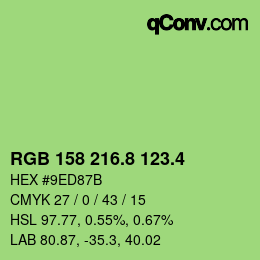 カラーコード: RGB 158 216.8 123.4 | qconv.com