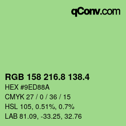 カラーコード: RGB 158 216.8 138.4 | qconv.com