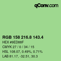 カラーコード: RGB 158 216.8 143.4 | qconv.com