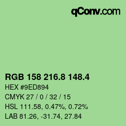 カラーコード: RGB 158 216.8 148.4 | qconv.com