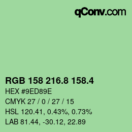 カラーコード: RGB 158 216.8 158.4 | qconv.com