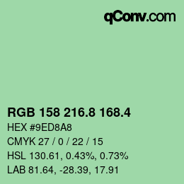 カラーコード: RGB 158 216.8 168.4 | qconv.com
