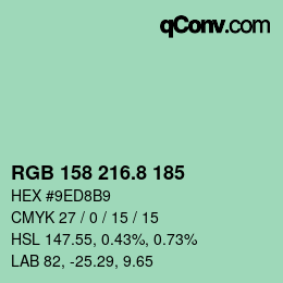 カラーコード: RGB 158 216.8 185 | qconv.com