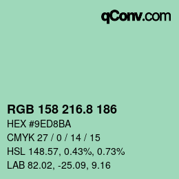 カラーコード: RGB 158 216.8 186 | qconv.com