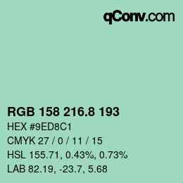 カラーコード: RGB 158 216.8 193 | qconv.com