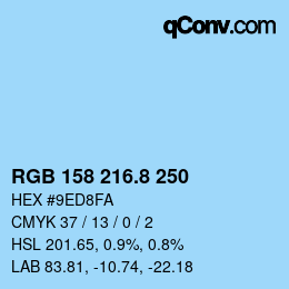 カラーコード: RGB 158 216.8 250 | qconv.com