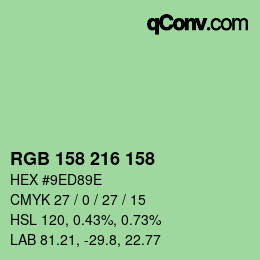 Color code: RGB 158 216 158 | qconv.com