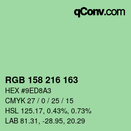 颜色代码: RGB 158 216 163 | qconv.com