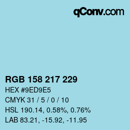 Farbcode: RGB 158 217 229 | qconv.com