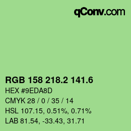 カラーコード: RGB 158 218.2 141.6 | qconv.com