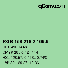 カラーコード: RGB 158 218.2 166.6 | qconv.com