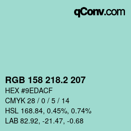 カラーコード: RGB 158 218.2 207 | qconv.com