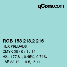 カラーコード: RGB 158 218.2 216 | qconv.com