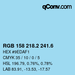 カラーコード: RGB 158 218.2 241.6 | qconv.com