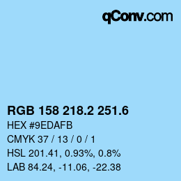 カラーコード: RGB 158 218.2 251.6 | qconv.com