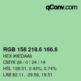 カラーコード: RGB 158 218.6 166.6 | qconv.com