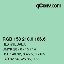 カラーコード: RGB 158 218.6 186.6 | qconv.com