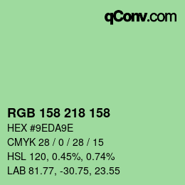 Color code: RGB 158 218 158 | qconv.com