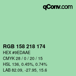 Código de color: RGB 158 218 174 | qconv.com