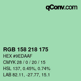 Código de color: RGB 158 218 175 | qconv.com