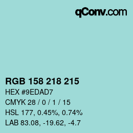 Color code: RGB 158 218 215 | qconv.com