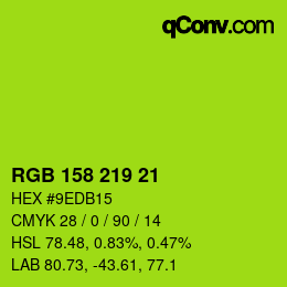 颜色代码: RGB 158 219 21 | qconv.com