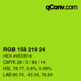 Code couleur: RGB 158 219 24 | qconv.com