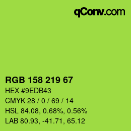 颜色代码: RGB 158 219 67 | qconv.com