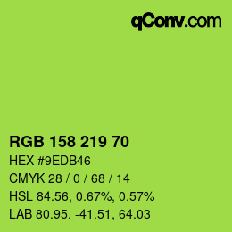 Color code: RGB 158 219 70 | qconv.com