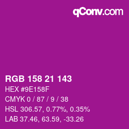カラーコード: RGB 158 21 143 | qconv.com