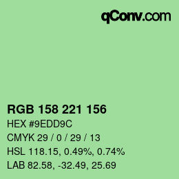 カラーコード: RGB 158 221 156 | qconv.com