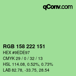 颜色代码: RGB 158 222 151 | qconv.com