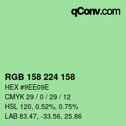 カラーコード: RGB 158 224 158 | qconv.com