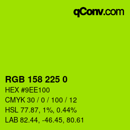 颜色代码: RGB 158 225 0 | qconv.com