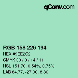 Color code: RGB 158 226 194 | qconv.com
