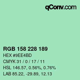 カラーコード: RGB 158 228 189 | qconv.com