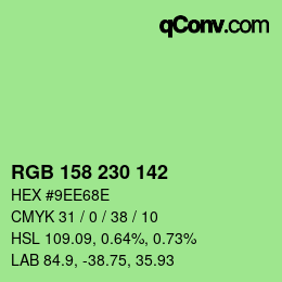 Color code: RGB 158 230 142 | qconv.com