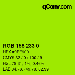 カラーコード: RGB 158 233 0 | qconv.com