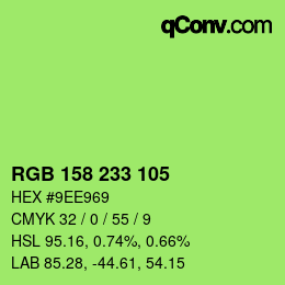 颜色代码: RGB 158 233 105 | qconv.com