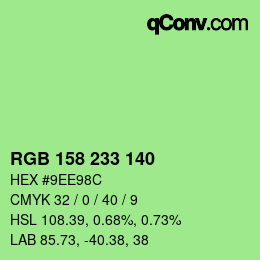 颜色代码: RGB 158 233 140 | qconv.com
