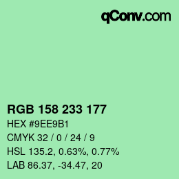 Color code: RGB 158 233 177 | qconv.com