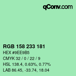 Color code: RGB 158 233 181 | qconv.com
