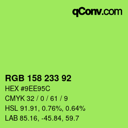 Color code: RGB 158 233 92 | qconv.com