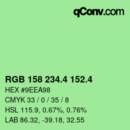 カラーコード: RGB 158 234.4 152.4 | qconv.com