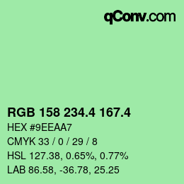 カラーコード: RGB 158 234.4 167.4 | qconv.com