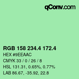 カラーコード: RGB 158 234.4 172.4 | qconv.com
