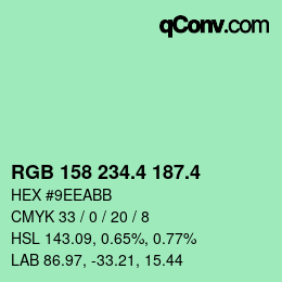 カラーコード: RGB 158 234.4 187.4 | qconv.com
