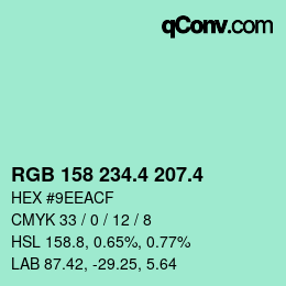 カラーコード: RGB 158 234.4 207.4 | qconv.com